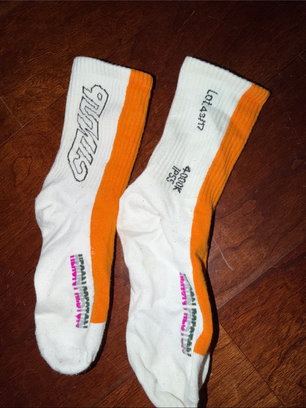 HERON PRESTON White & Orange Athletic Crew Socks - UNISEX